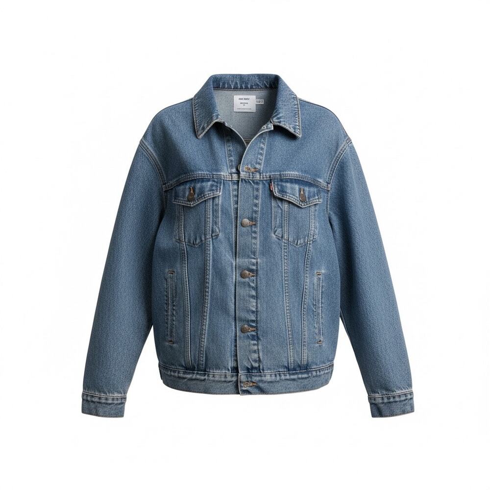 Old Navy XL boyfriend 100% cotton oversized classic blue jean denim jacket